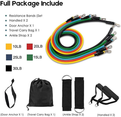 Resistance Exercise Bands with Door Anchor, Handles, Waterproof Carry Bag, and Legs Ankle Straps 11 Pcs Resistance Band Set For Men & Women  ★★★★★ 5.0 (2400+ Reviews)