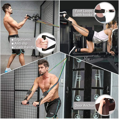 Resistance Exercise Bands with Door Anchor, Handles, Waterproof Carry Bag, and Legs Ankle Straps 11 Pcs Resistance Band Set For Men & Women  ★★★★★ 5.0 (2400+ Reviews)