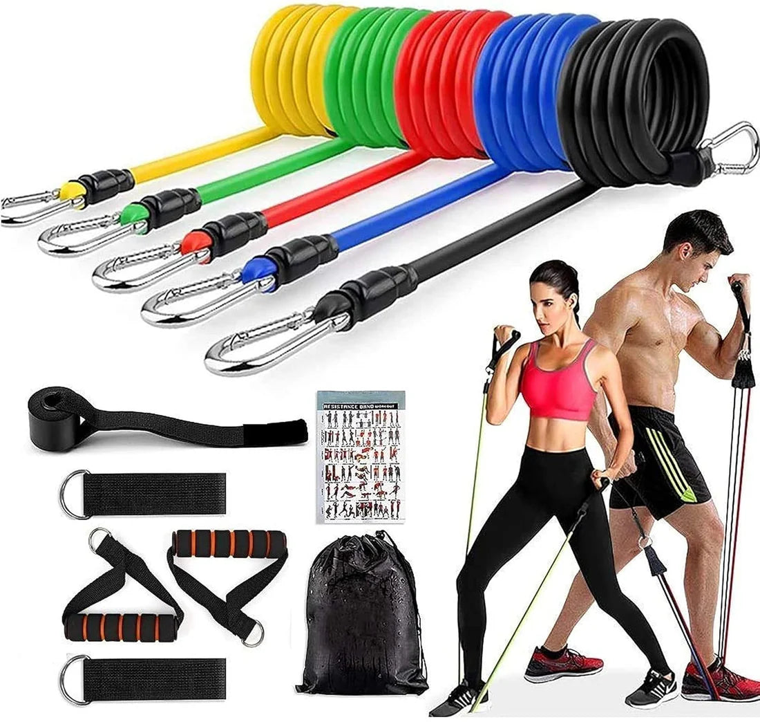 Resistance Exercise Bands with Door Anchor, Handles, Waterproof Carry Bag, and Legs Ankle Straps 11 Pcs Resistance Band Set For Men & Women  ★★★★★ 5.0 (2400+ Reviews)